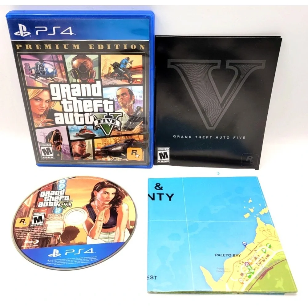 Grand Theft Auto V Premium Edition (Sony Playstation 4 PS4) Complete w/Map CIB